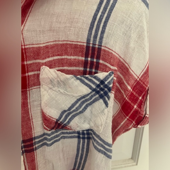 Rails Women’s Red White and Blue Front Tie Blouse Top MEDIUM - Picture 3 of 5